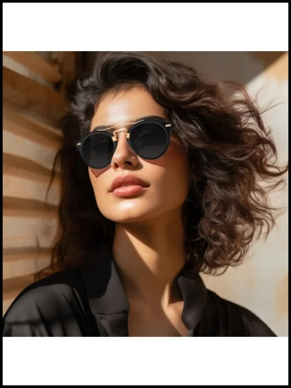 Small Face Acetate Double Bridge Sunglasses Polarized UV Protection Retro Metal
